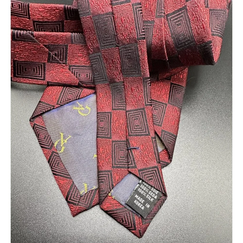 Valerio‎ Garati Men Tie 100% Silk Hand Made Red Black